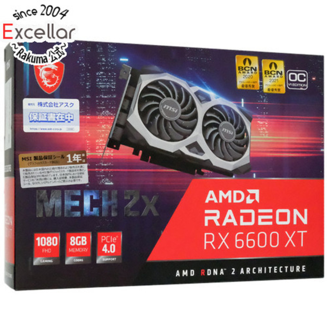 商品状態MSI製グラボ　Radeon RX 6600 XT MECH 2X 8G OCV1　PCIExp 8GB