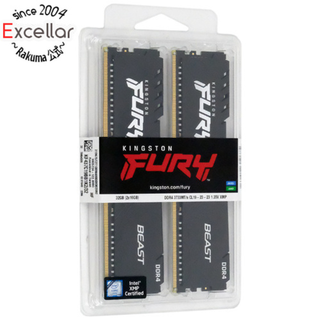 Kingston製　KF437C19BB1K2/32　DDR4 PC4-29800 16GB 2枚組キングストン