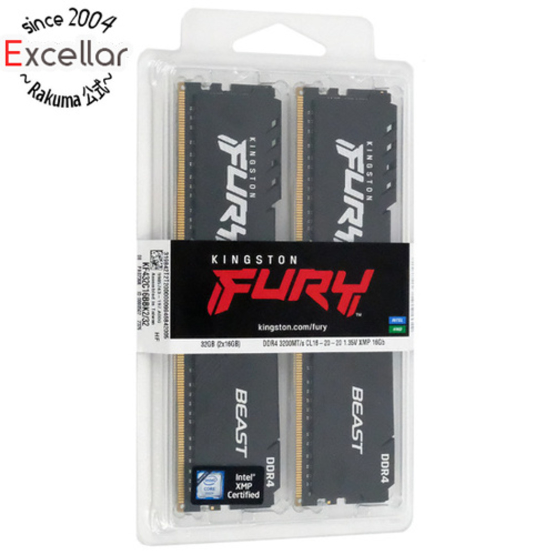 Kingston(キングストン)のKingston製 KF432C16BBK2/32 DDR4 PC4-25600 16GB 2枚組 スマホ/家電/カメラのPC/タブレット(PCパーツ)の商品写真