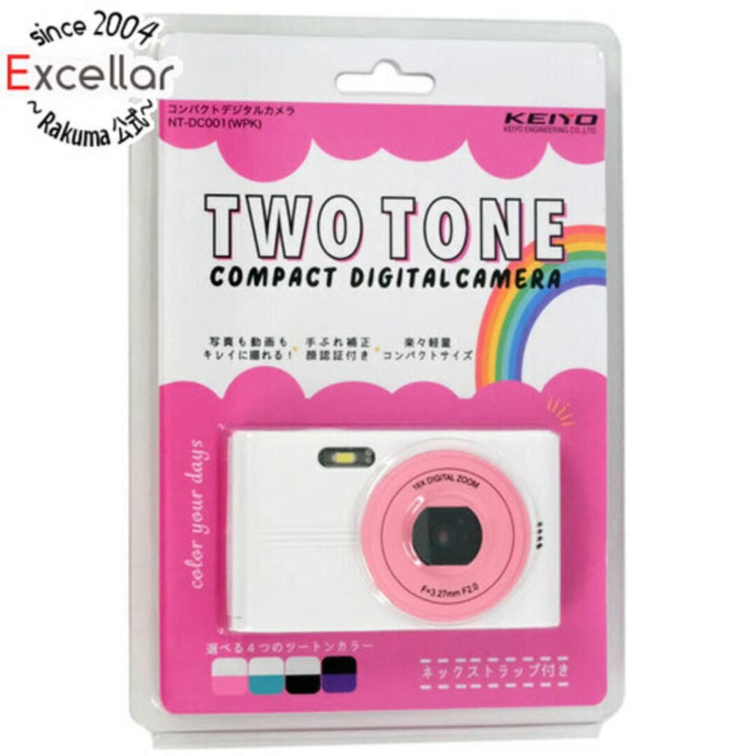 KEIYO　コンパクトデジタルカメラ　NT-DC001(WPK)　ホワイト×ピンクコンパクトデジタルカメラ