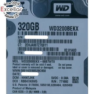 ウェスタンデジタル(Western Digital)のWestern Digital製HDD　WD3200BEKX　320GB SATA600 7200(PC周辺機器)