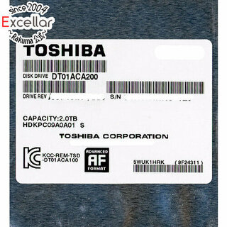 トウシバ(東芝)のTOSHIBA製HDD　DT01ACA200　2TB SATA600 7200(PC周辺機器)
