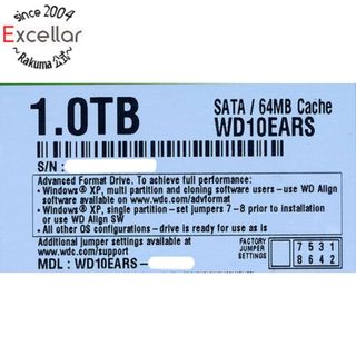 ウェスタンデジタル(Western Digital)のWestern Digital製HDD　WD10EARS　1TB SATA300(PC周辺機器)