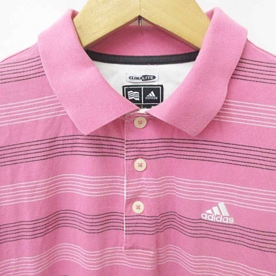 adidas(アディダス)のアディダス テーラーメイド ゴルフ ポロシャツ 半袖 ボーダー ピンク O/XG スポーツ/アウトドアのゴルフ(ウエア)の商品写真
