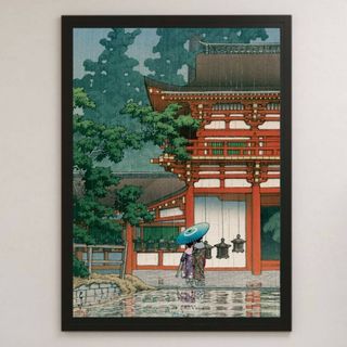 川瀬巴水『奈良春日神社 (雨)』浮世絵 アート 光沢 ポスター A3(その他)