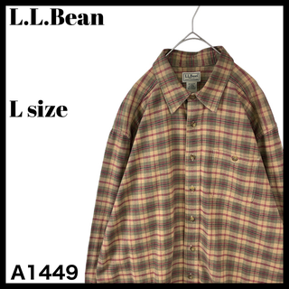 エルエルビーン(L.L.Bean)のエルエルビーン ベージュ系 チェック柄 長袖シャツ ネルシャツ 秋冬 メンズ L(シャツ)