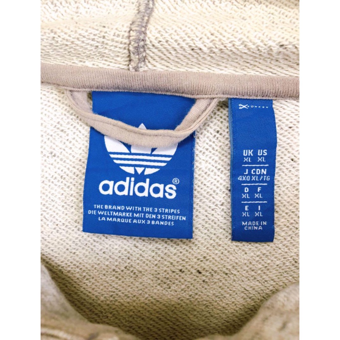 adidas(アディダス)のadidas　トレフォイルロゴ　ジップパーカー　XL　霜降りグレー　USA古着 メンズのトップス(パーカー)の商品写真