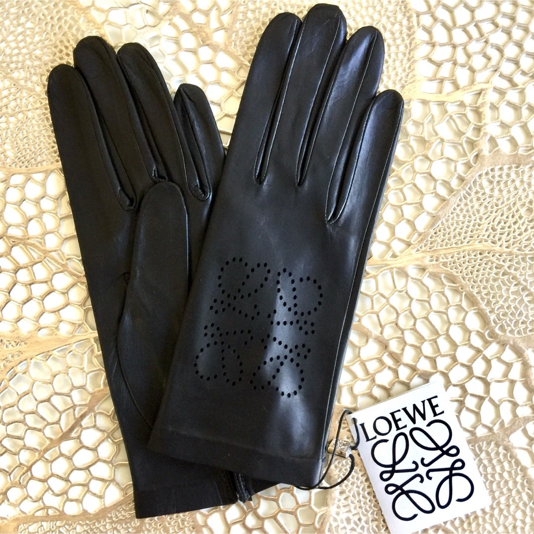 レザーLOEWE アナグラム　レザーグローブ　手袋　サイズ7ブラック