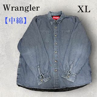 ラングラー(Wrangler)の美品 Wrangler ラングラー 中綿入り デニムシャツ XL ブルー 青(シャツ)