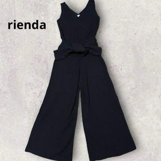 rienda - 【rienda】リエンダ F オールインワン サロペット ニット 秋冬 黒