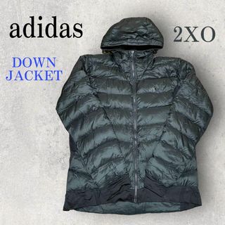 アディダス(adidas)の美品 adidas アディダス ダウンジャケット 2XO モスグリーン 緑(ダウンジャケット)