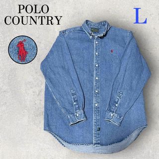 ダブルアールエル(RRL)の美品 90s POLO COUNTRY デニムシャツ L ラルフローレン(シャツ)