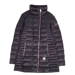 エンポリオアルマーニ  高級毛皮コート　Aライン　ブラック/襟レザー　サイズ38
