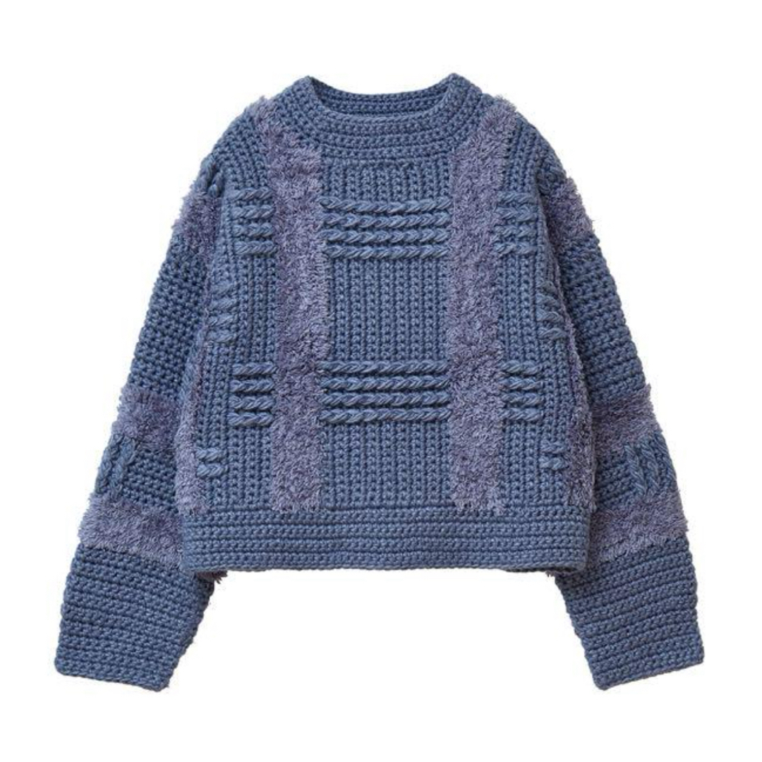 カラーホワイトCLANE クラネ WIDE CHECK HAND KNIT サイズ1