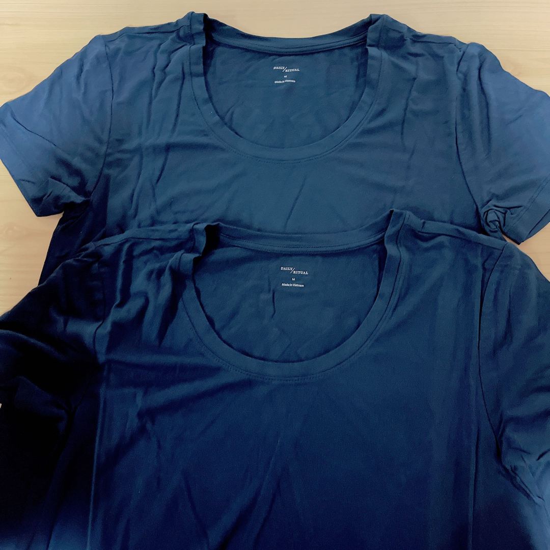 Tシャツ Aライン 2枚セット レディース M ネイビー 紺 レディースのトップス(Tシャツ(半袖/袖なし))の商品写真