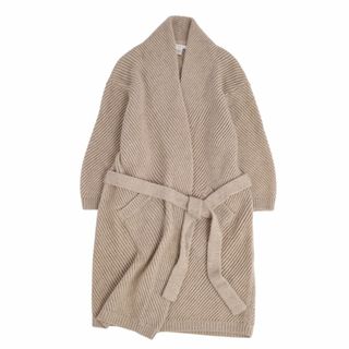 マックスマーラ(Max Mara)の美品 マックスマーラ Max Mara ニット カーディガン コーディガン コート ボタンレス 無地 カシミヤ100％ アウター レディース L ベージュ(その他)