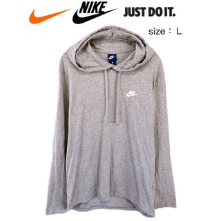 ナイキ(NIKE)のNike　ナイキ　刺繍ロゴ　パーカー　L　グレー　USA古着(パーカー)