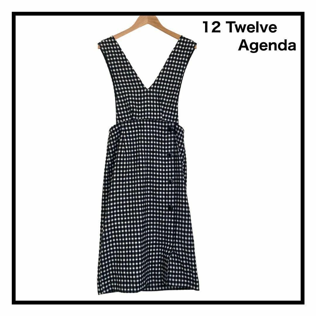 12Twelve Agenda(トゥエルブアジェンダ)のトゥエルブアジェンダ　ノースリーブひざ丈ワンピース　ギンガムチェック　スリット レディースのワンピース(ひざ丈ワンピース)の商品写真