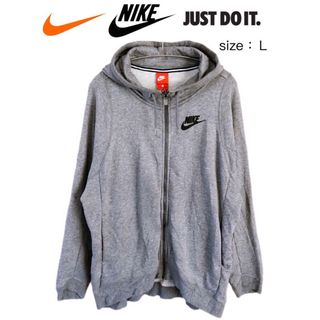 ナイキ(NIKE)のNike　ナイキ　ジップパーカー　L　グレー　USA古着(パーカー)