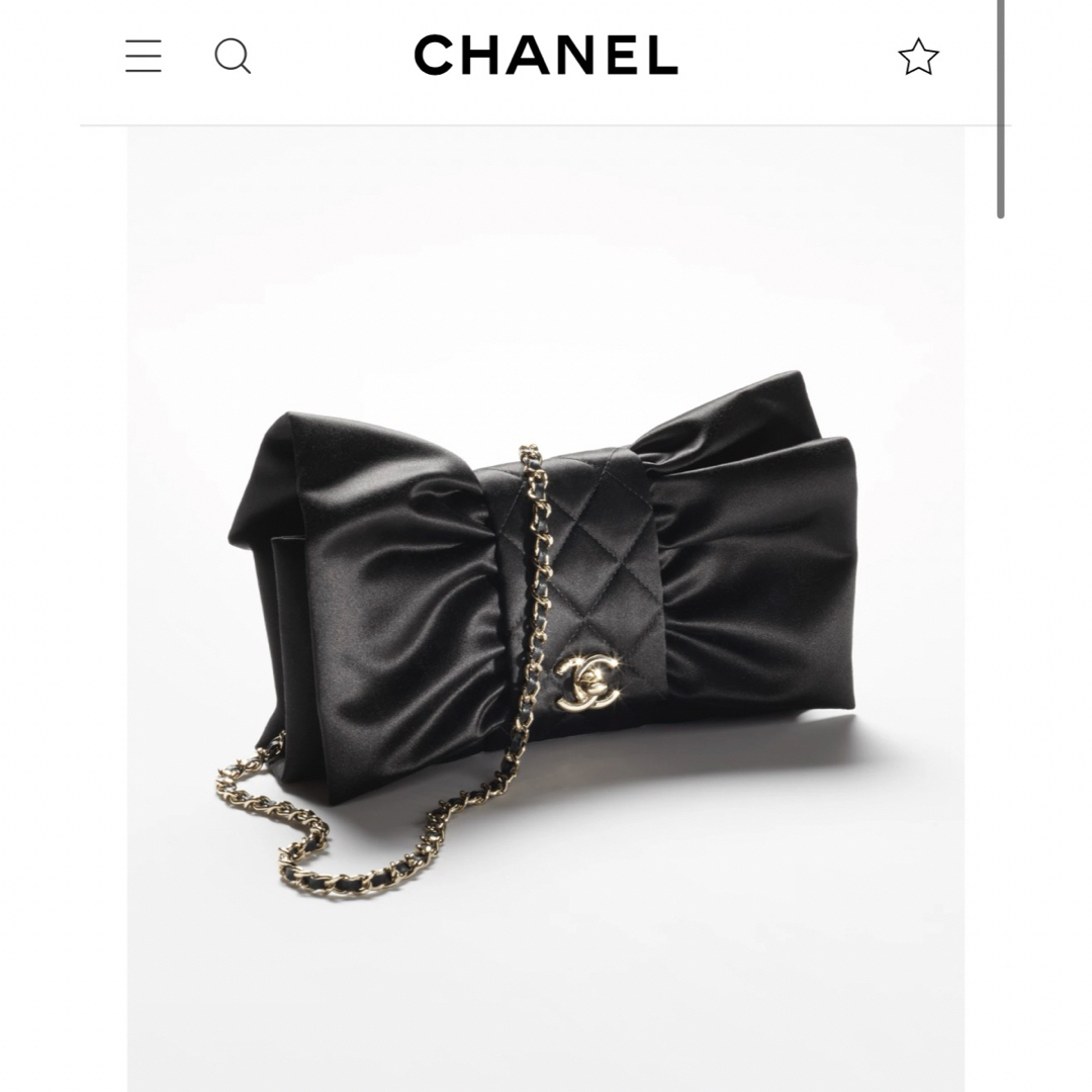 CHANEL - シャネル リボン サテンバッグ チェーンクラッチ 新品 CHANEL - シャネル リボン サテンバッグ チェーンクラッチ 新品