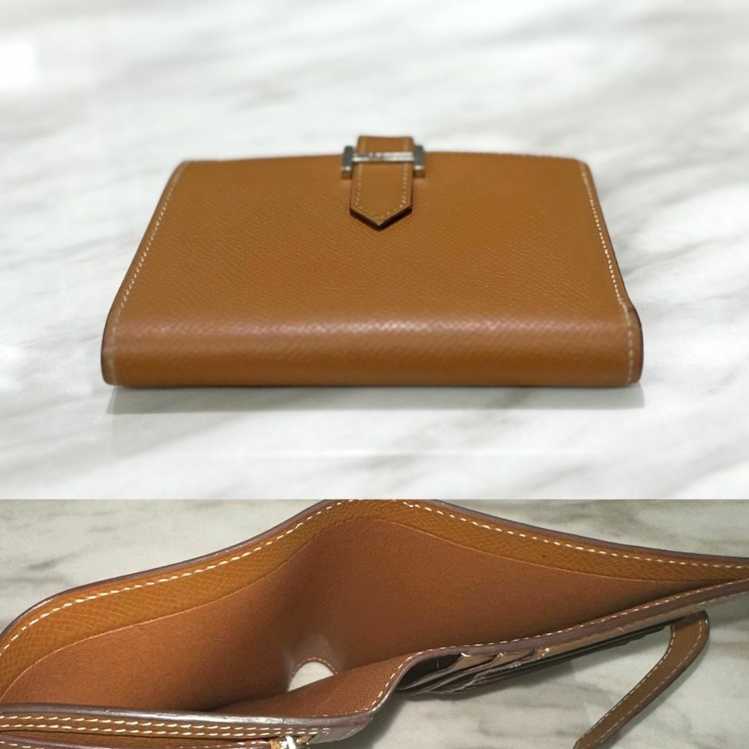 Hermes - 美品☆ エルメス ベアン コンパクト エプソン ゴールド □J