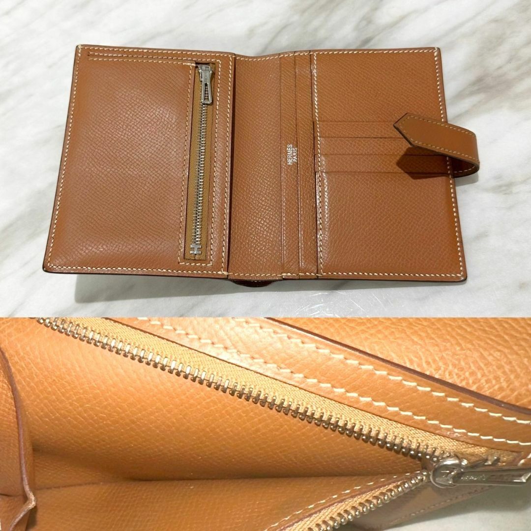 Hermes - 美品☆ エルメス ベアン コンパクト エプソン ゴールド □J