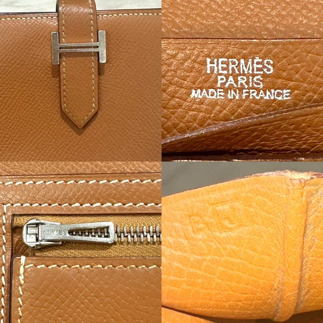 Hermes - 美品☆ エルメス ベアン コンパクト エプソン ゴールド □J