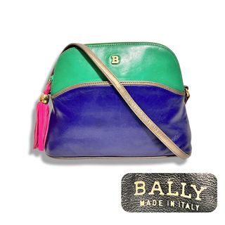 バリー(Bally)のBALLY バリー レザー タッセル ショルダーバッグ 斜め掛け クロスボディーバッグ ピンク グリーン(ショルダーバッグ)