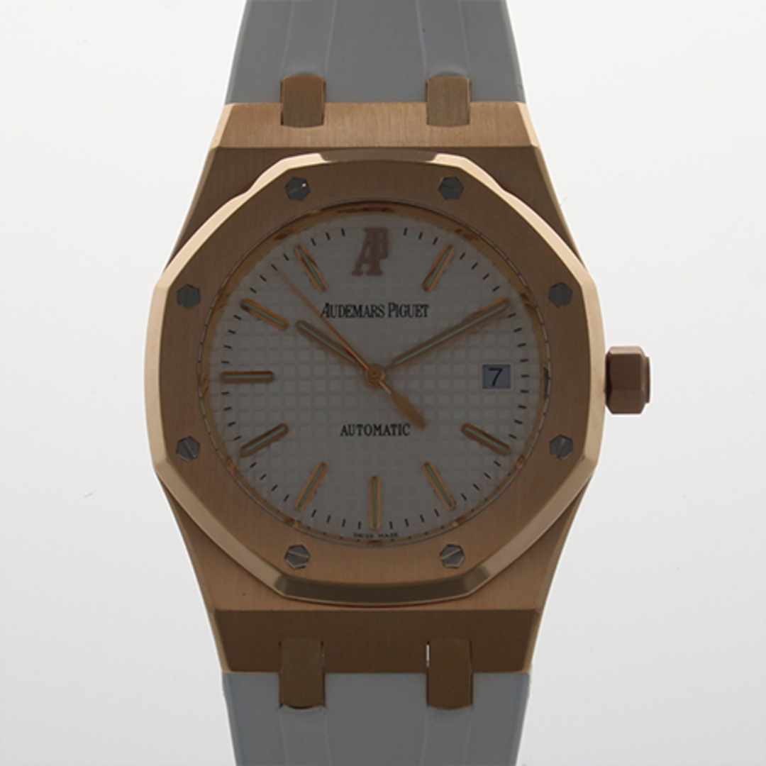 AUDEMARS PIGUET(オーデマピゲ)の【117250】AUDEMARS PIGUET オーデマ・ピゲ  15300OR.OO.D088CR.02 ロイヤルオーク ホワイトダイヤル PG/ラバー 自動巻き 修理明細書 腕時計 時計 WATCH メンズ 男性 男 紳士【中古】 メンズの時計(腕時計(アナログ))の商品写真