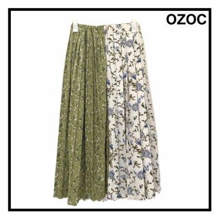 オゾック(OZOC)のオゾック　花柄切り替えロングスカート　アシンメトリー　フレア　きれいめ　38(ロングスカート)