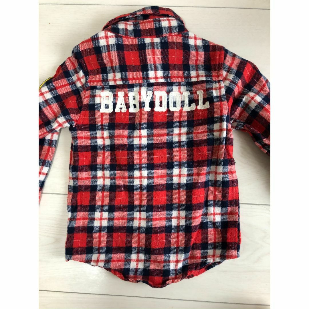 BABYDOLL(ベビードール)のベビドール チェックシャツ　フランネルシャツ　ワッペン　80 ネルシャツ キッズ/ベビー/マタニティのベビー服(~85cm)(シャツ/カットソー)の商品写真