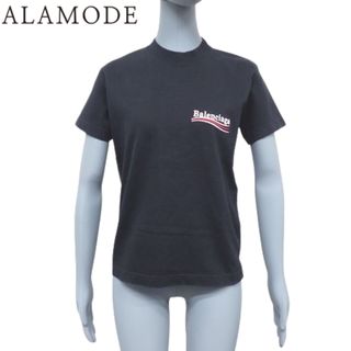 バレンシアガ(Balenciaga)のBALENCIAGA(バレンシアガ) ダメージ加工 ロゴ Tシャツ トップス アパレル ファッション 半袖 刺繍 S コットン ポリウレタン ブラック黒 レディース 40802075561【中古】【アラモード】(Tシャツ(半袖/袖なし))