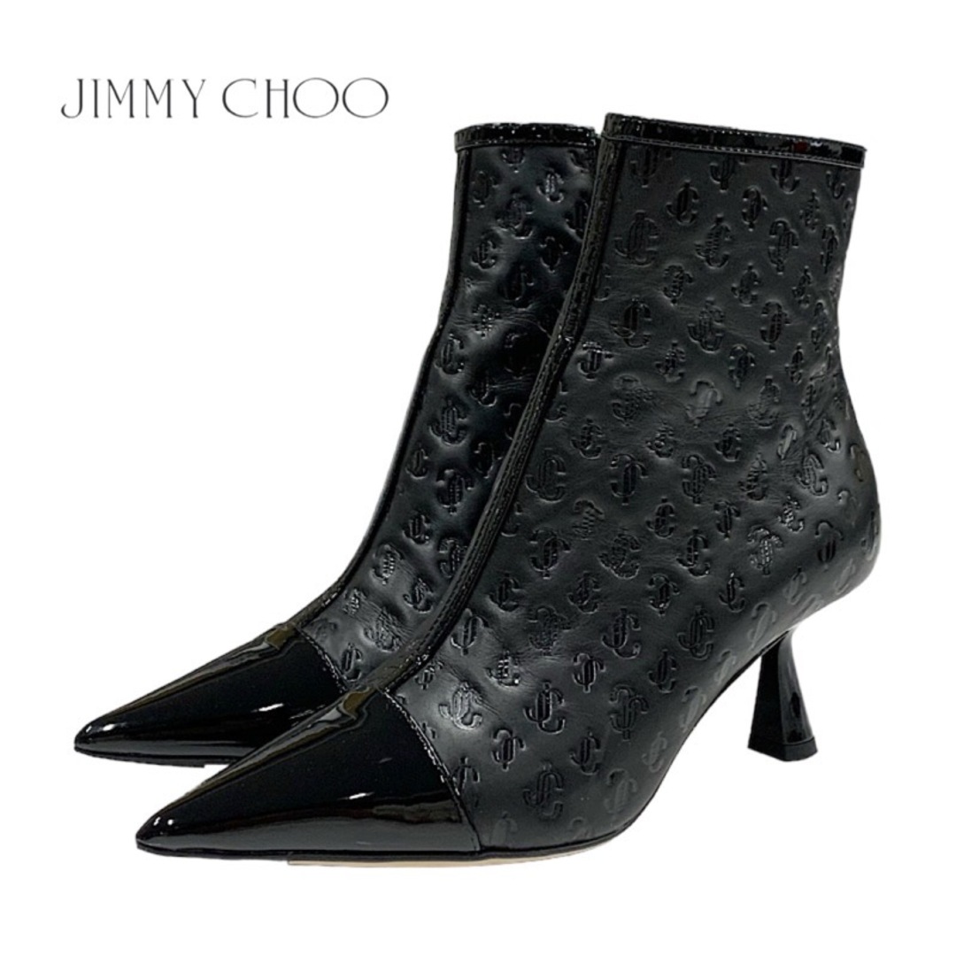 Tieel_靴_ブーツジミーチュウ JIMMY CHOO KIX/Z ブーツ ショートブーツ 靴 シューズ JCロゴ レザー パテント ブラック 黒