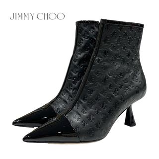 ジミーチュウ(JIMMY CHOO)のジミーチュウ JIMMY CHOO KIX/Z ブーツ ショートブーツ 靴 シューズ JCロゴ レザー パテント ブラック 黒(ブーツ)