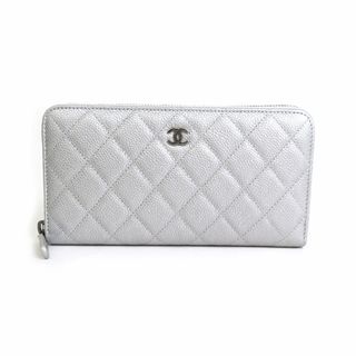 シャネル(CHANEL)のシャネル CHANEL ラウンドファスナー長財布 マトラッセ キャビアスキンレザー シルバー ユニセックス 送料無料【中古】 99783g(財布)