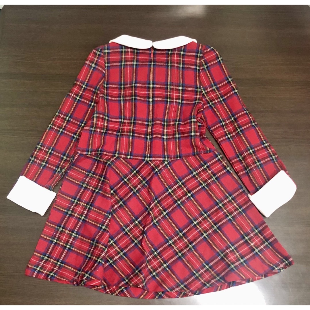 クリスマスカラー☆赤チェックワンピース キッズ/ベビー/マタニティのキッズ服女の子用(90cm~)(ワンピース)の商品写真