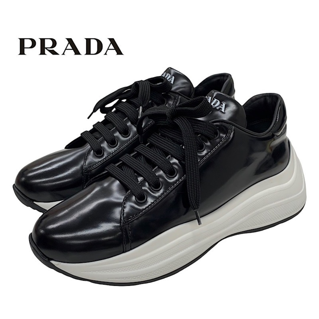 美品　PRADA　スエードレザー　37  スニーカー　ロゴ