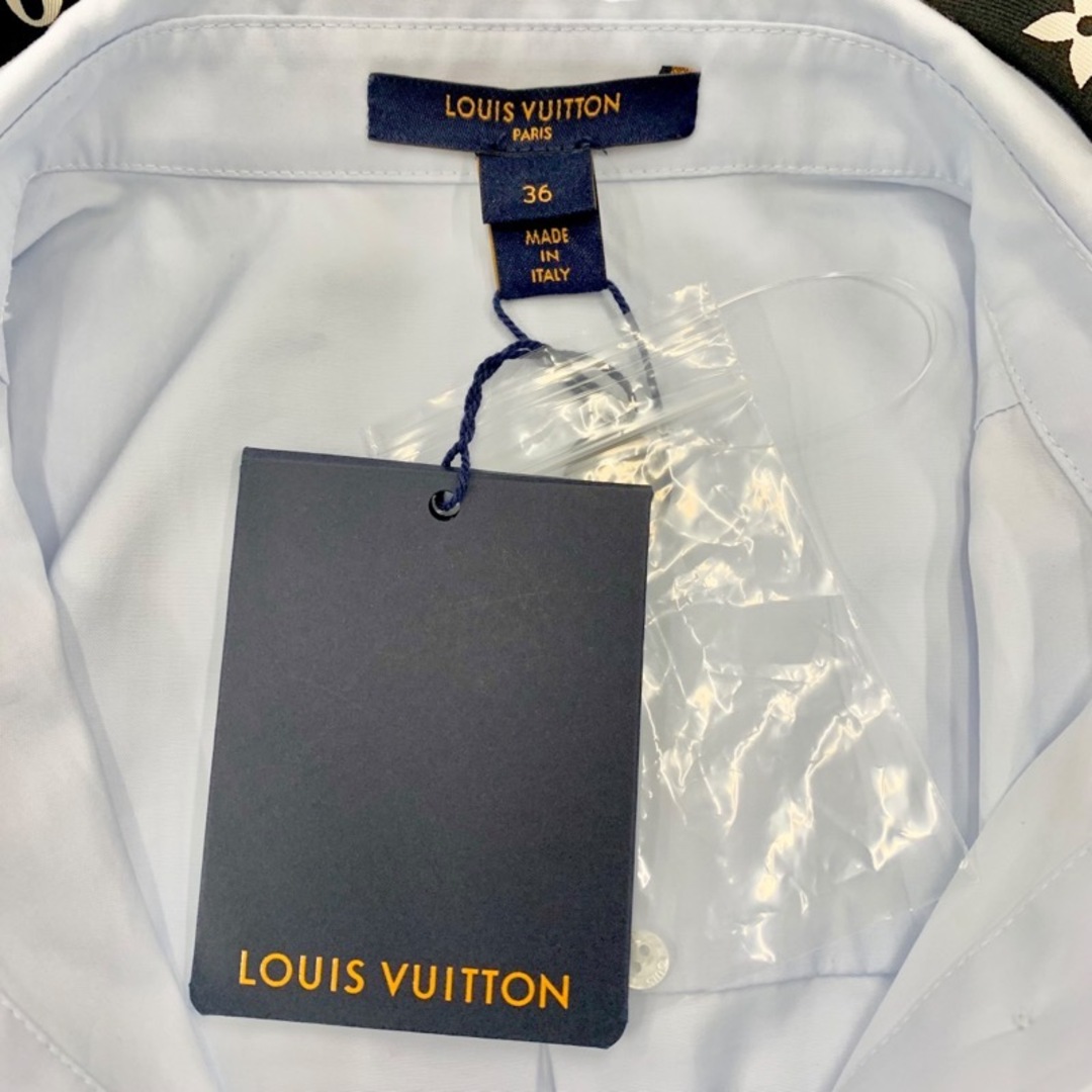 LOUIS VUITTON(ルイヴィトン)の未使用 ルイヴィトン LOUIS VUITTON ワンピース シャツワンピース コットン モノグラム スカーフ付き ブルー レディースのワンピース(ミニワンピース)の商品写真