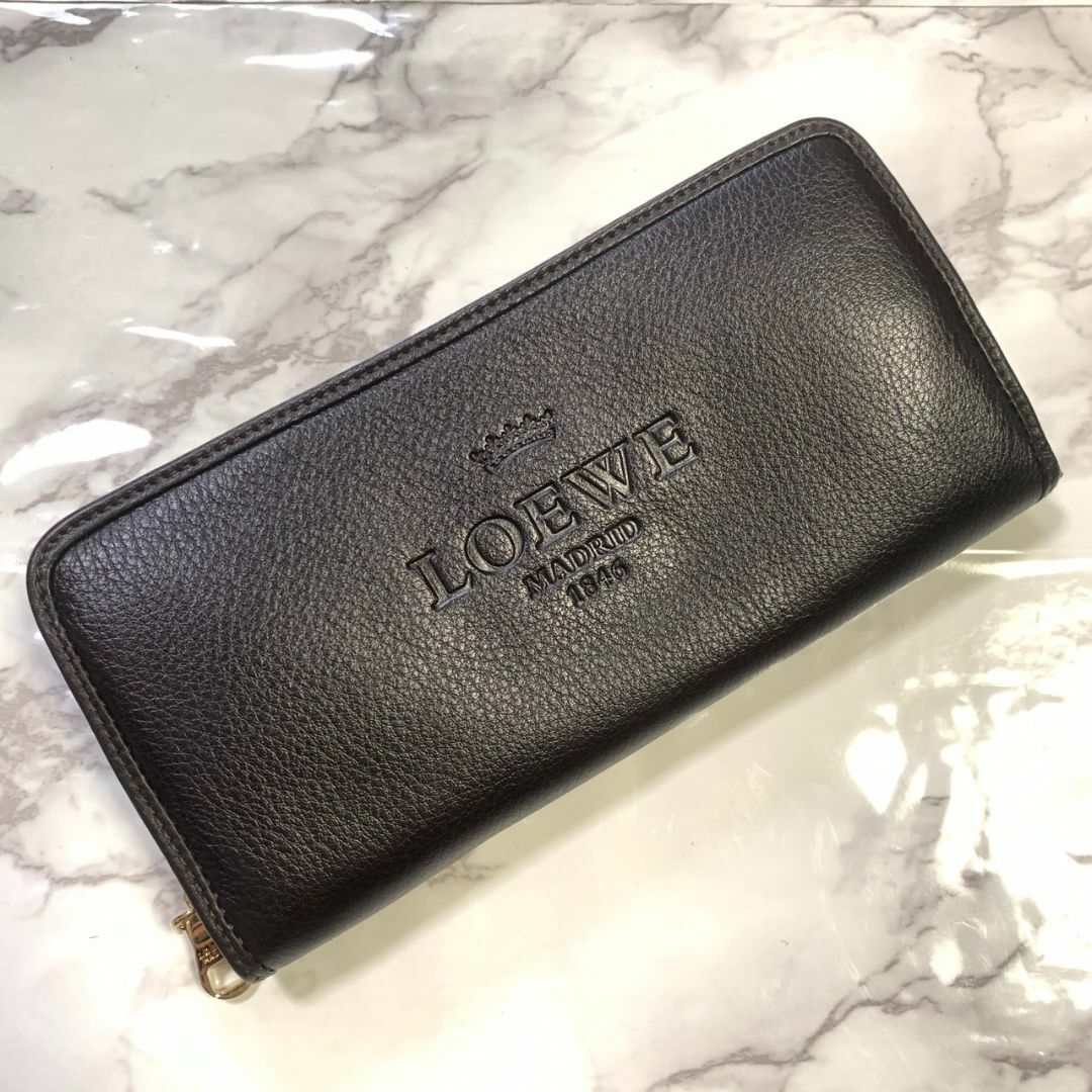 LOEWE(ロエベ)のロエベ 長財布 ダークブラウン ラウンドファスナー 箱付き 収納袋付 #B319 レディースのファッション小物(財布)の商品写真