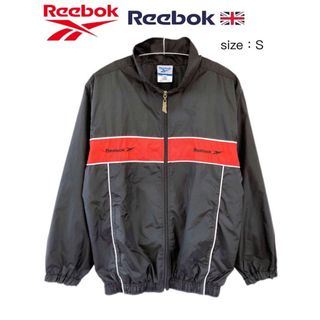 リーボック(Reebok)のReebok　ナイロンジャケット　S　黒✕赤　USA古着(ナイロンジャケット)