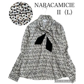 ナラカミーチェ(NARACAMICIE)のNARACAMICIE ハート柄スタンドボウタイブラウス　オフホワイトII（L）(シャツ/ブラウス(長袖/七分))