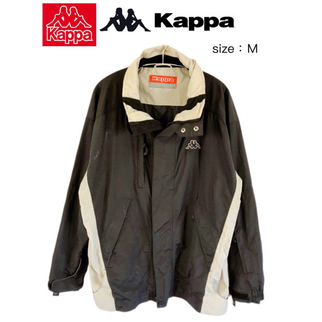 Kappa(カッパ)のkappa　ナイロンジャケット　M　黒✕グレージュ　USA古着 メンズのジャケット/アウター(ナイロンジャケット)の商品写真