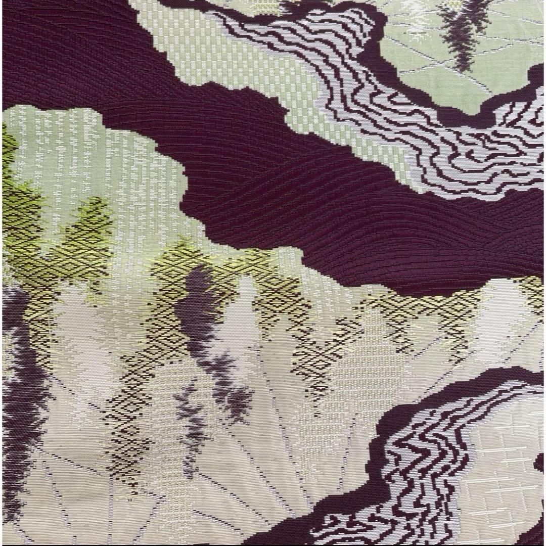 名古屋帯　(紫地×黄緑×橙色 レディースの水着/浴衣(帯)の商品写真