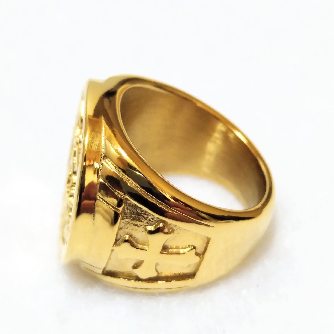 ゴールド 大天使ミカエル 16号  シグネットリング 指輪  メンズレディース メンズのアクセサリー(リング(指輪))の商品写真