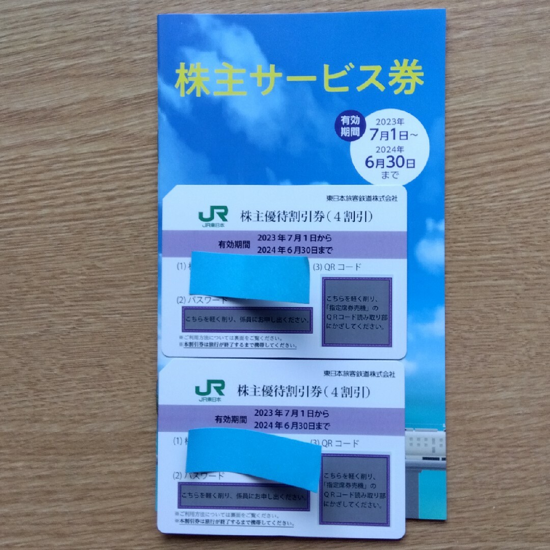 JR東日本株主優待割引券2枚　株主サービス券　1冊 チケットの乗車券/交通券(その他)の商品写真