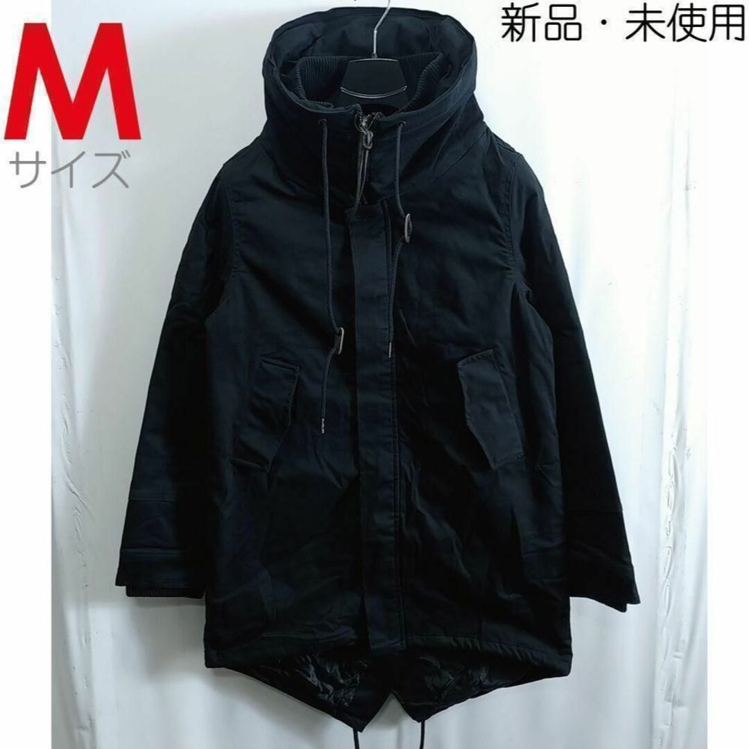 新品 M ボリュームネック ジャケット ジャーマンクロス モッズコート 黒12B メンズのジャケット/アウター(モッズコート)の商品写真
