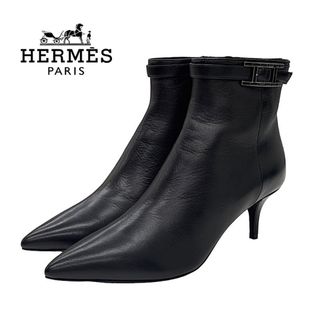 エルメス(Hermes)の未使用 エルメス HERMES ブランシュ ブーツ ショートブーツ 靴 シューズ Hバックル レザー ブラック 黒(ブーツ)