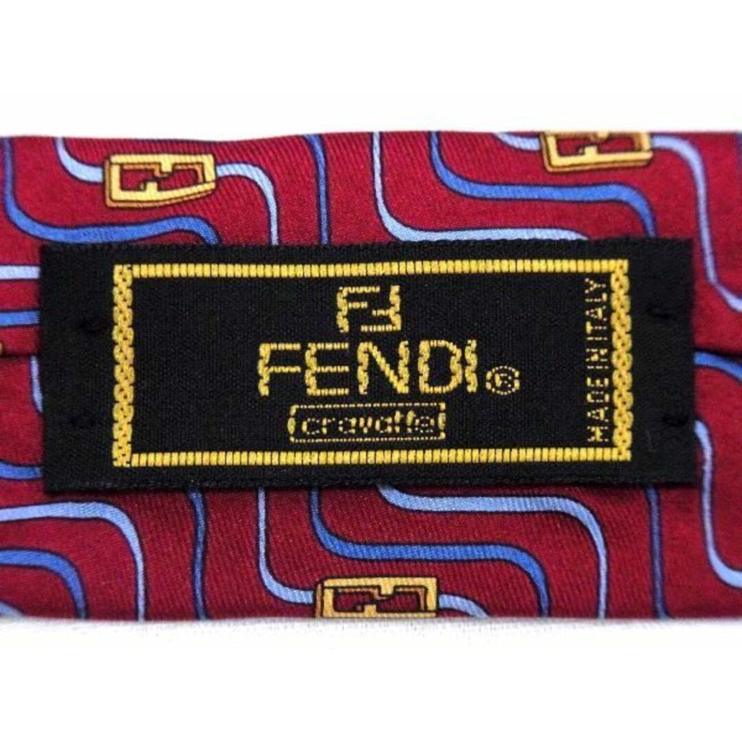 FENDI(フェンディ)のFENDI フェンディ シルク100% 総柄 ネクタイ 紳士 ビジネス メンズ ボルドー系×マルチカラー DD4924 メンズのファッション小物(ネクタイ)の商品写真