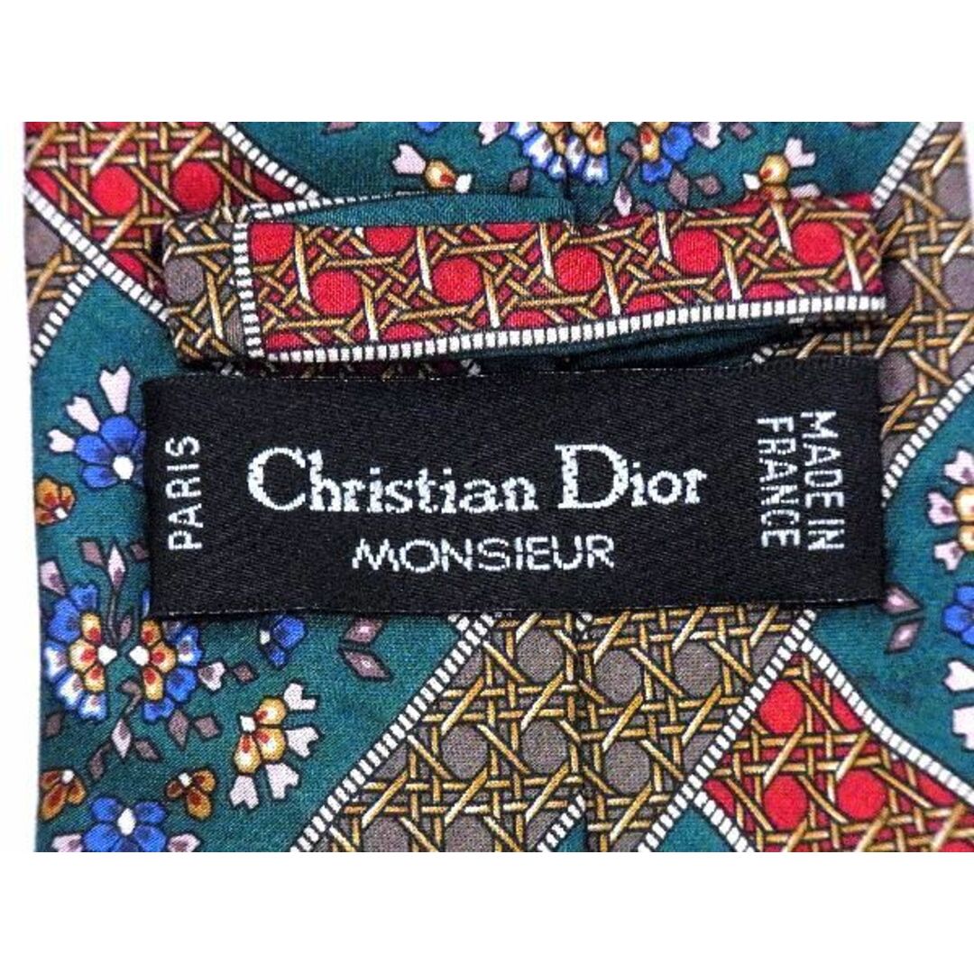 Dior(ディオール)のChristianDior クリスチャンディオール シルク100% 総柄 ネクタイ ビジネス 紳士 メンズ グリーン系×マルチカラー DD4947 メンズのファッション小物(その他)の商品写真
