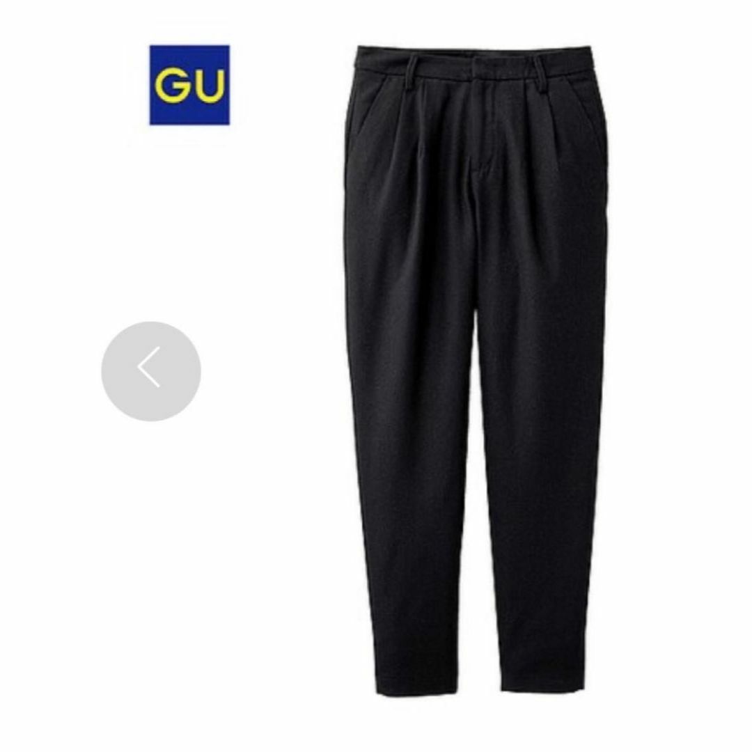 GU(ジーユー)のGU タック テーパードパンツ M ウール混 ブラック 黒 ジーユー スラックス レディースのパンツ(クロップドパンツ)の商品写真